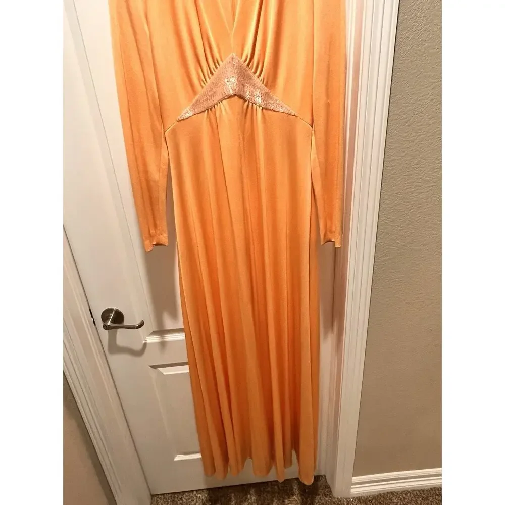 Dan Lee / NEUSTETERS / Vtg 60s Orange Party Dress w/Arrow Sheer‎ Bust Size 12 - Picture 6 of 15